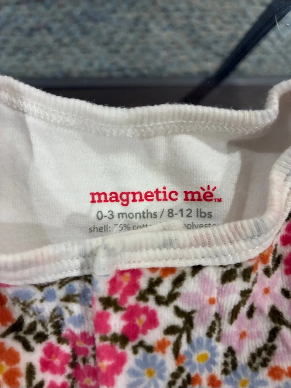 Magnetic Me Floral Knit Baby Romper in Pink, Orange, Blue & Green - Picture 2 of 3